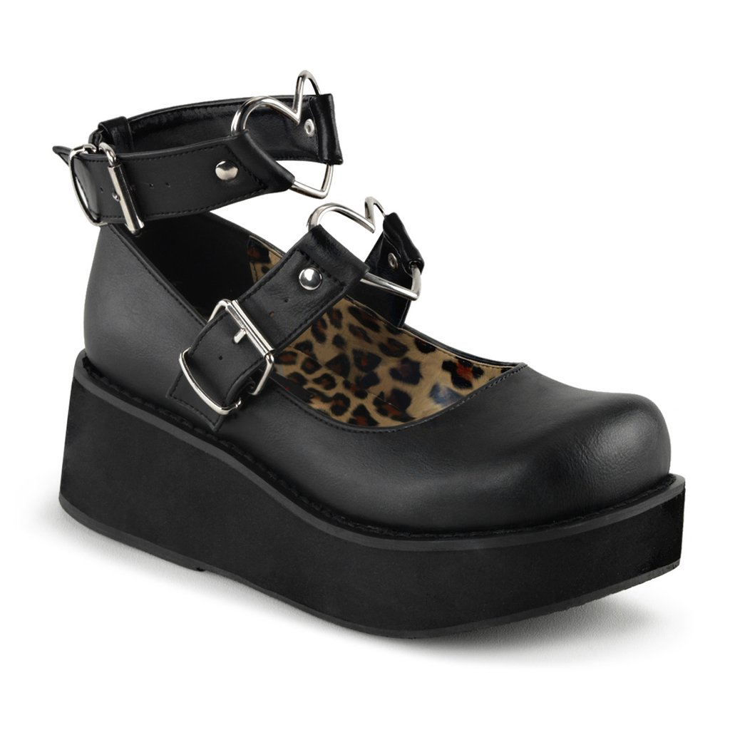 Chaussures Plateforme Demonia Sprite-02 Mary Jane Cuir Vegan Noir Femme | NQZ-6566542