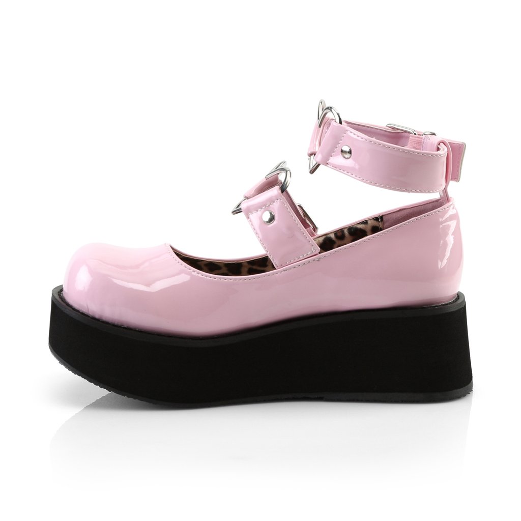 Chaussures Plateforme Demonia Sprite-02 Mary Jane Vernis Rose Femme | YBX-1534640