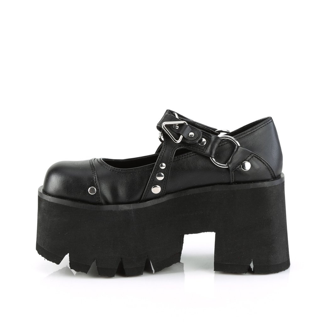 Chaussures Plateforme Demonia Ashes-33 Cuir Vegan Noir Femme | LNW-3248951