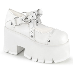 Chaussures Plateforme Demonia Ashes-33 Cuir Vegan Blanche Femme | DRE-9908845