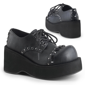 Chaussures Plateforme Demonia Dank-110 Dentelle Up Oxford Cuir Vegan Noir Femme | JVB-5949067