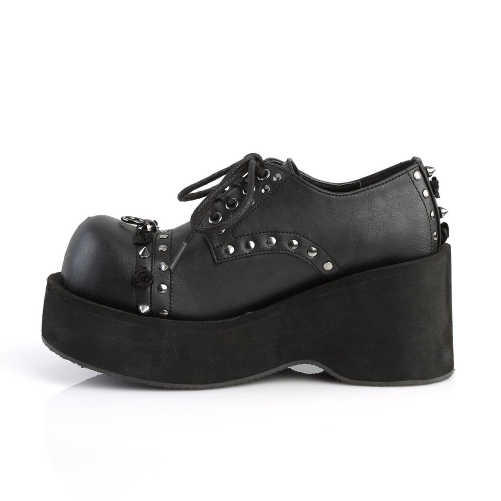 Chaussures Plateforme Demonia Dank-110 Dentelle Up Oxford Cuir Vegan Noir Femme | JVB-5949067