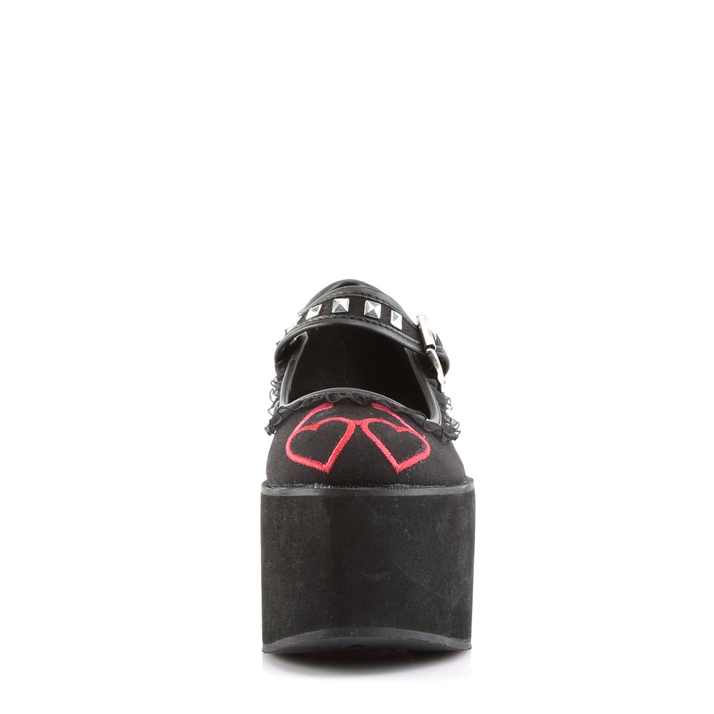 Chaussures Plateforme Demonia Click-02-1 Mary Jane Tela Noir Femme | RSK-1415196