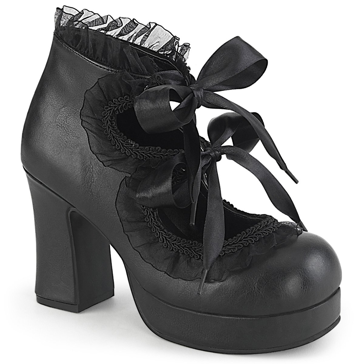 Chaussures Plateforme Demonia Gothika-53 Dentelle Up Cuir Vegan Noir Femme | BGY-7922029