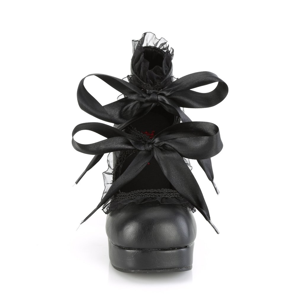 Chaussures Plateforme Demonia Gothika-53 Dentelle Up Cuir Vegan Noir Femme | BGY-7922029