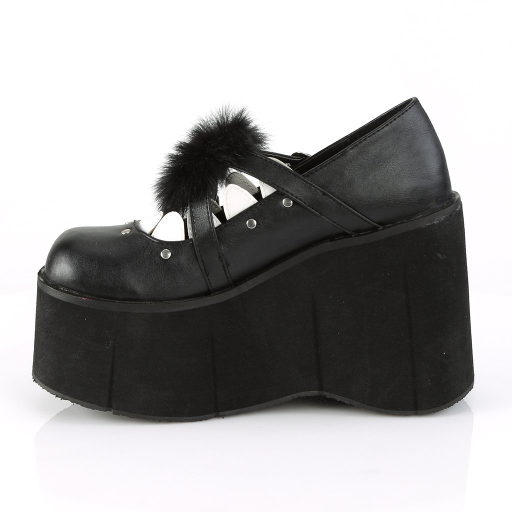 Chaussures Plateforme Demonia Kera-11 Cuir Vegan Noir / Blanche Femme | HFQ-9067139