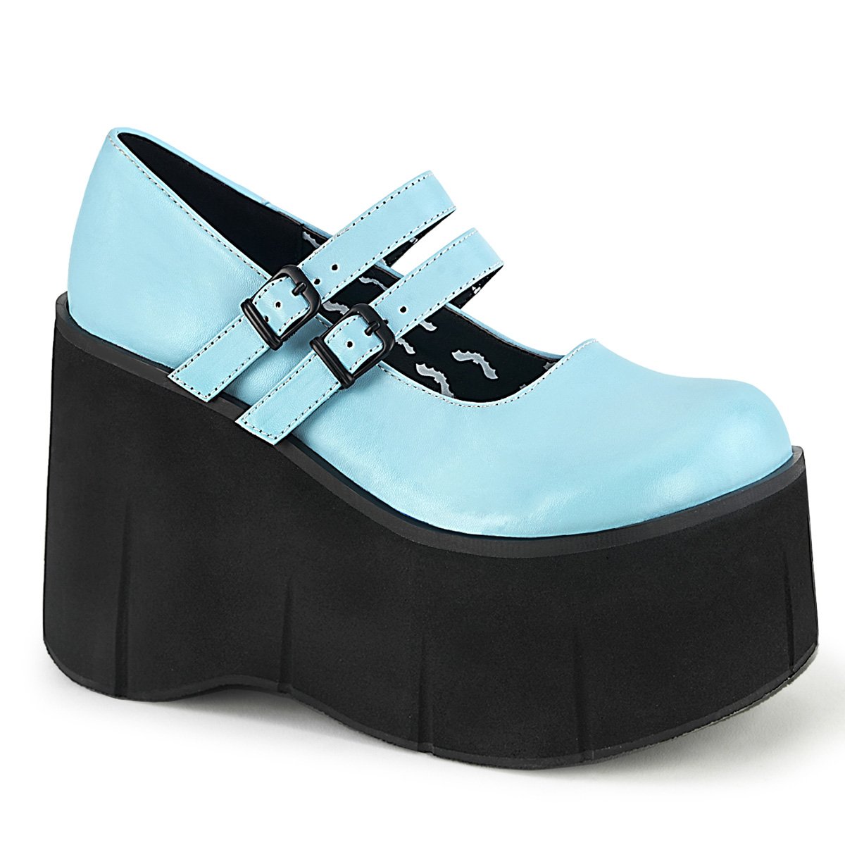 Chaussures Plateforme Demonia Kera-08 Mary Jane Cuir Vegan Bleu Femme | CZD-4578149