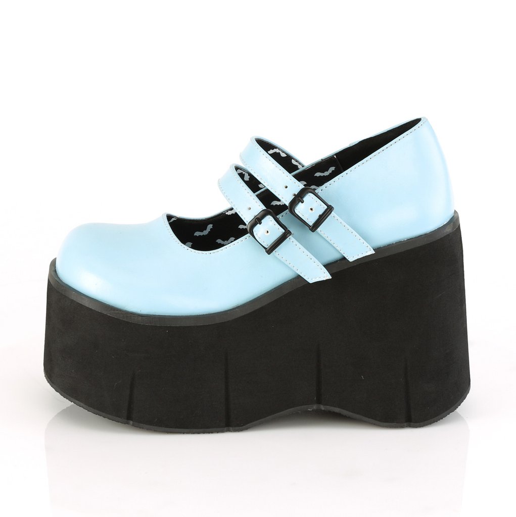 Chaussures Plateforme Demonia Kera-08 Mary Jane Cuir Vegan Bleu Femme | CZD-4578149