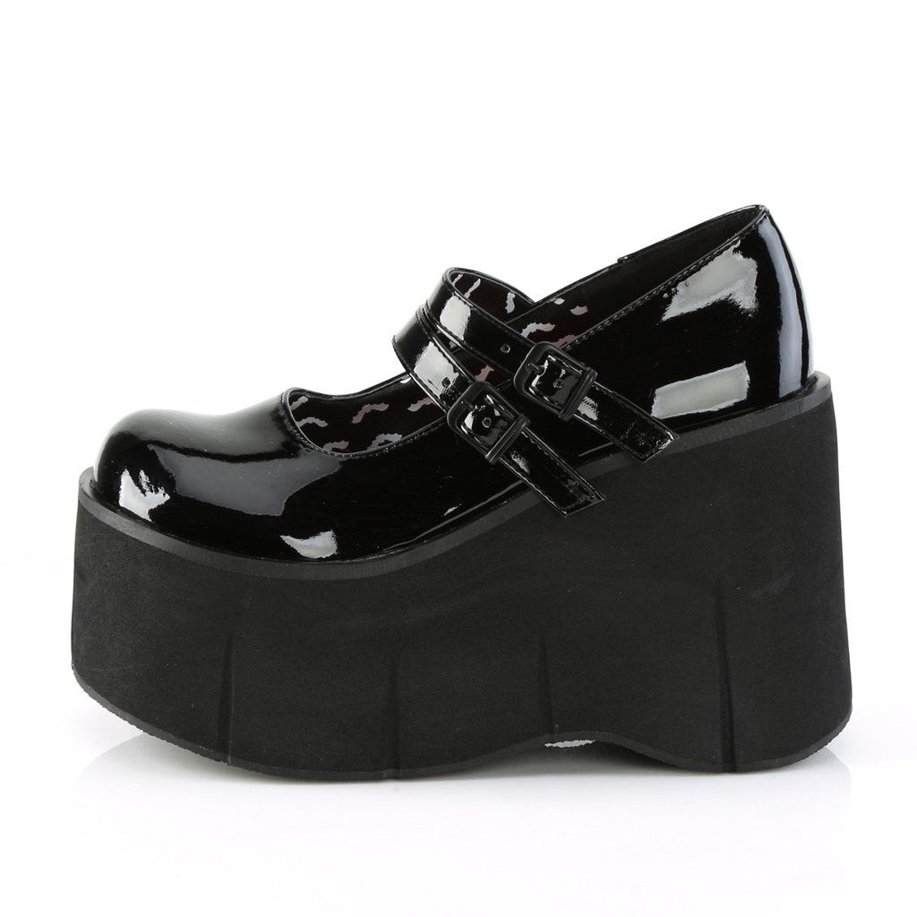 Chaussures Plateforme Demonia Kera-08 Mary Jane Vernis Noir Femme | GIT-8971556