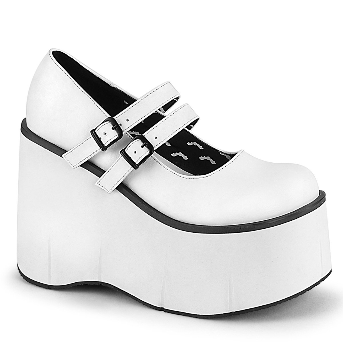 Chaussures Plateforme Demonia Kera-08 Mary Jane Cuir Vegan Blanche Femme | BZA-3968655