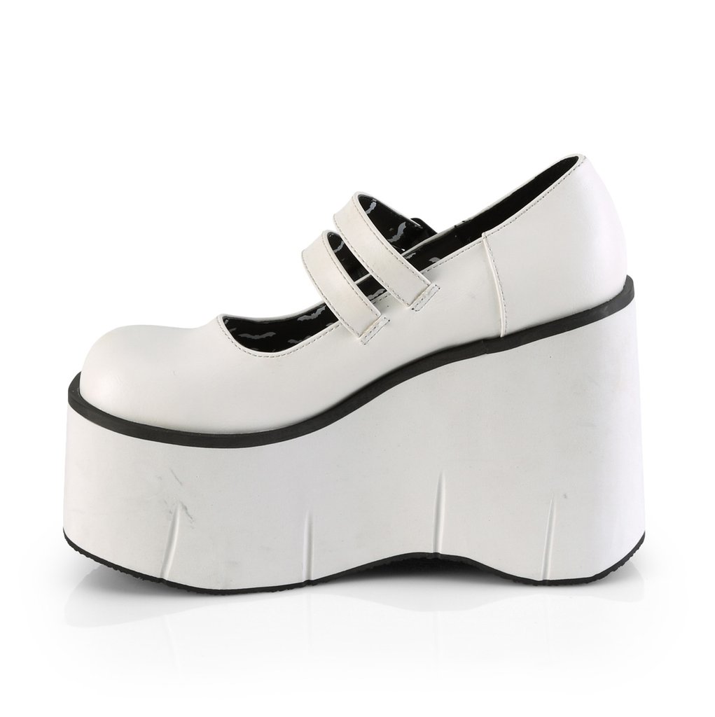 Chaussures Plateforme Demonia Kera-08 Mary Jane Cuir Vegan Blanche Femme | BZA-3968655