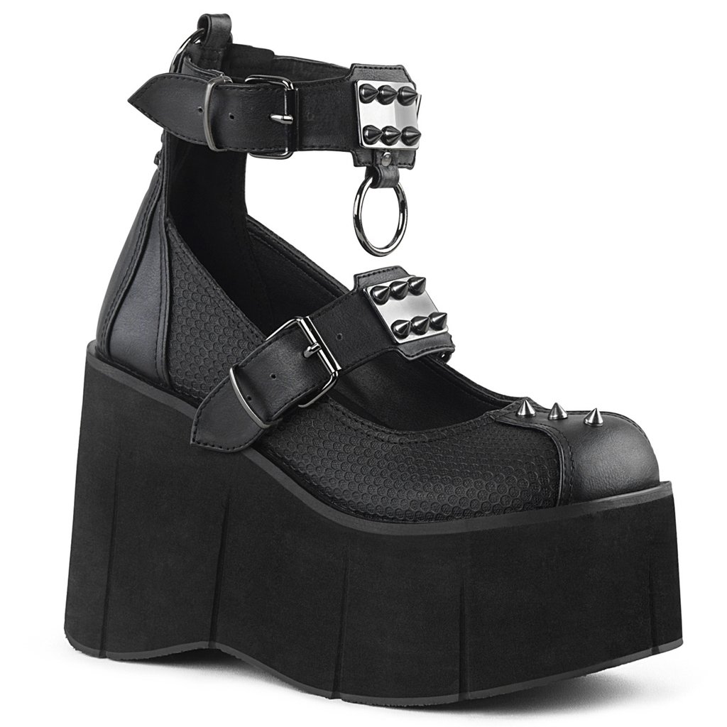 Chaussures Plateforme Demonia Kera-12 Mary Jane Cuir Vegan Noir Femme | CWI-1434304