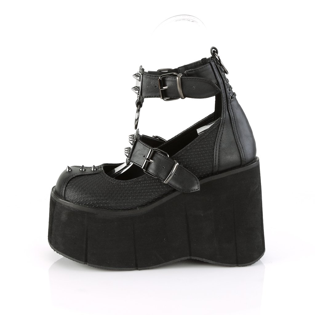 Chaussures Plateforme Demonia Kera-12 Mary Jane Cuir Vegan Noir Femme | CWI-1434304