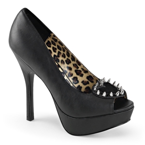 Escarpins Demonia Pixie-17 Platform Peep Toe Cuir Vegan Noir Femme | ALO-9748474