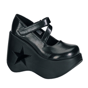 Talons Compensés Demonia Dynamite-03 Wedge Cuir Vegan Noir Femme | WXJ-7987236