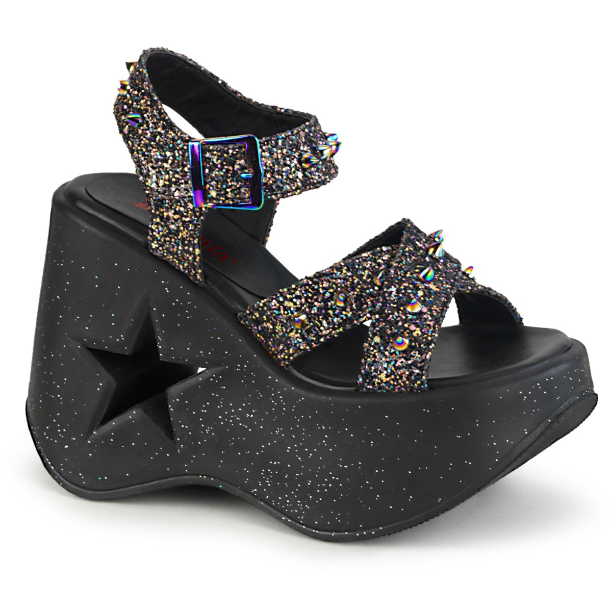 Talons Compensés Demonia Platform Dynamite-02 Glitter Noir Femme | XUZ-6100207