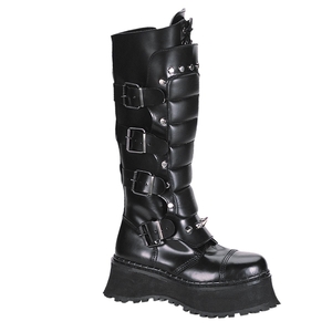 Bottes Hautes Demonia Ravage-II Platform Steel Toe Cuir Noir Homme | YXX-5578699