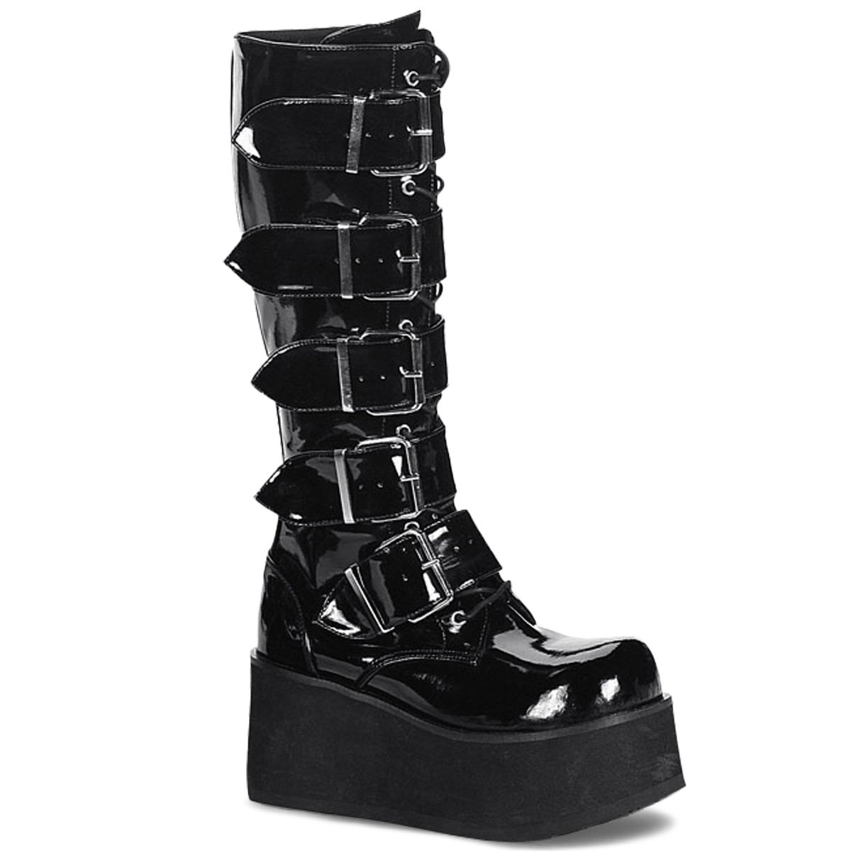 Bottes Hautes Demonia Trashville-518 Platform Goth Punk Vernis Noir Homme | YSV-5786949