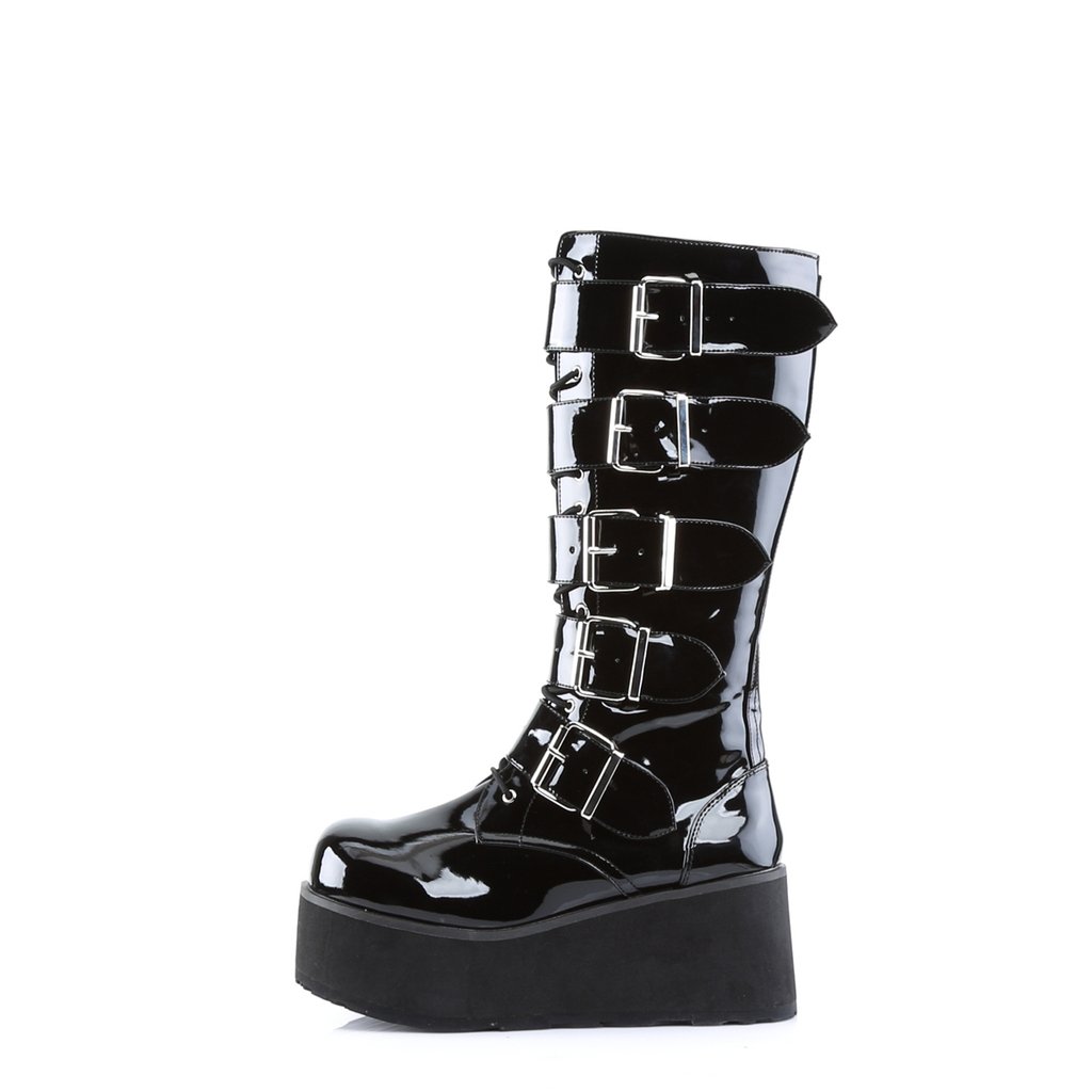 Bottes Hautes Demonia Trashville-518 Platform Goth Punk Vernis Noir Homme | YSV-5786949