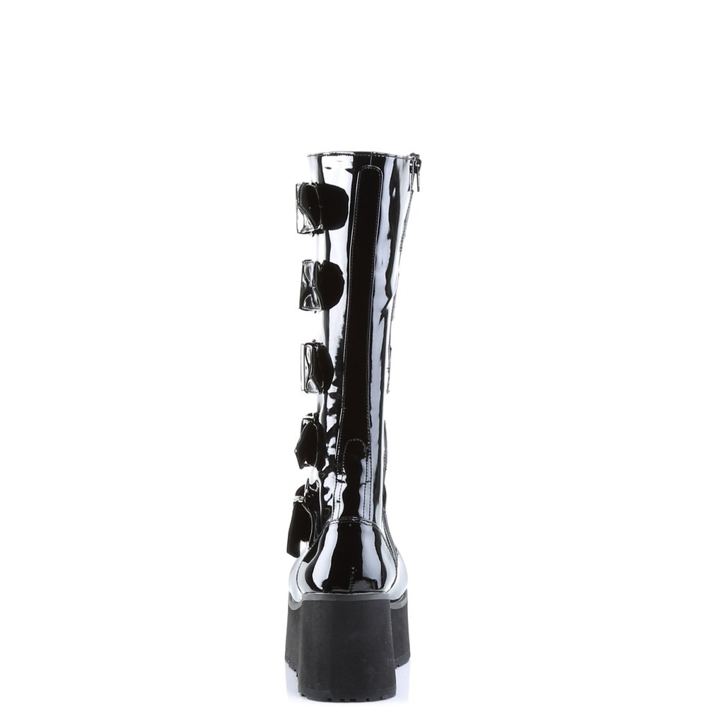 Bottes Hautes Demonia Trashville-518 Platform Goth Punk Vernis Noir Homme | YSV-5786949