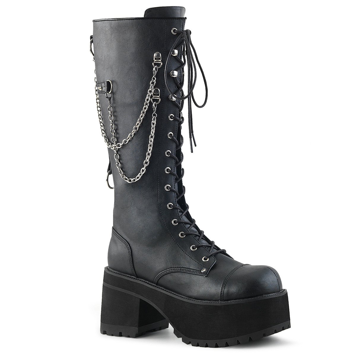 Bottes Hautes Demonia Ranger-303 Platform Dentelle Up Cuir Noir Homme | QQN-7923332