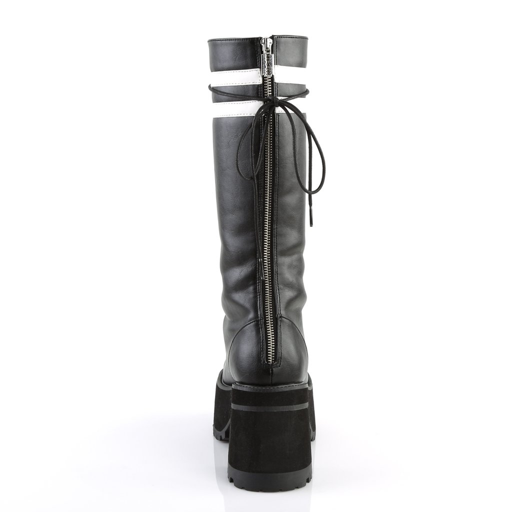 Bottes Hautes Demonia Ranger-320 Platform Dentelle Up Cuir Vegan Noir / Blanche Homme | RBM-6271795