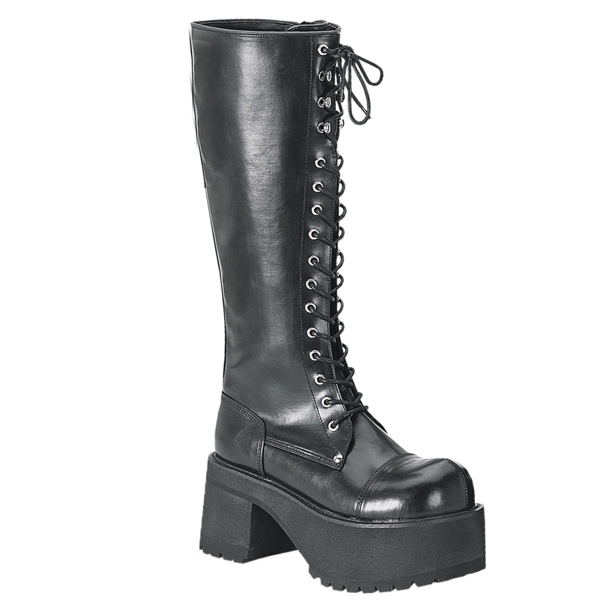 Bottes Hautes Demonia Ranger-302 Platform Goth Punk Cuir Vegan Noir Homme | FDN-1570380