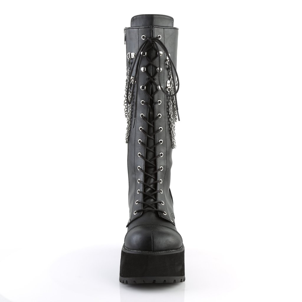 Bottes Hautes Demonia Ranger-303 Platform Dentelle Up Cuir Noir Homme | QQN-7923332