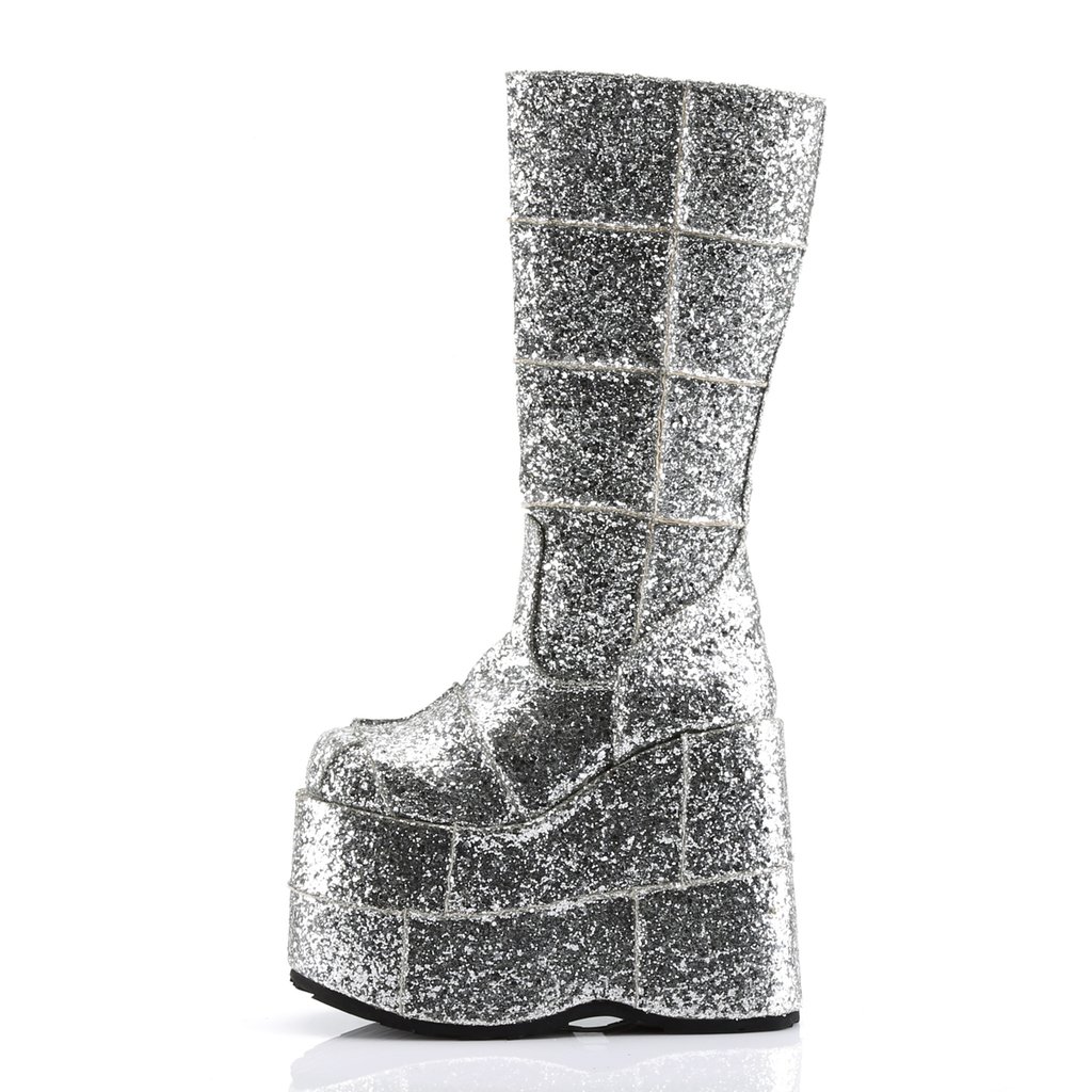 Bottes Hautes Demonia Stack-301G Platform Argent Homme | IJQ-3248617