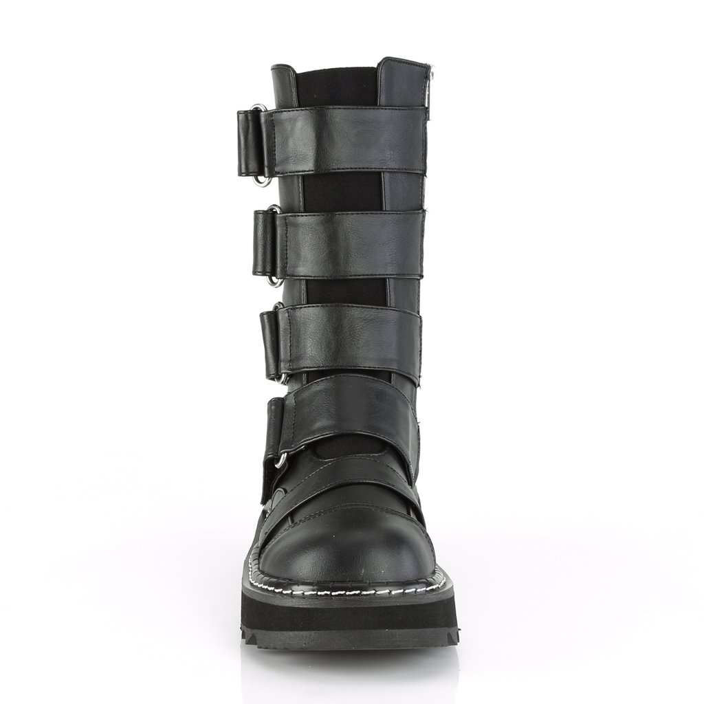 Bottes Hautes Demonia Lilith-211 Mid-Calf Boot Cuir Vegan Noir Femme | PWD-9245316