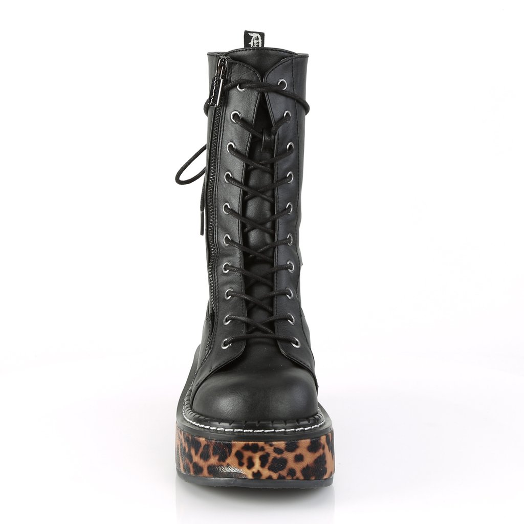 Bottes Hautes Demonia Emily-350 Platform Dentelle Up Mid-Calf Noir Femme | UUJ-0894305