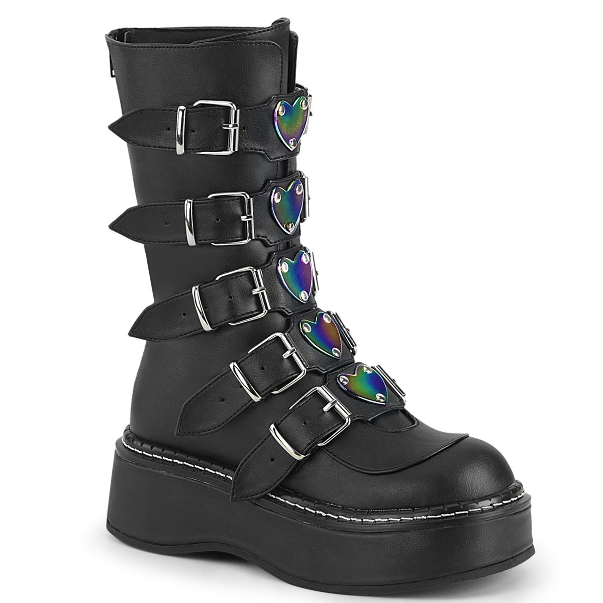 Bottes Hautes Demonia Emily-330 Platform Mid-Calf Cuir Vegan Noir Femme | XAX-8711428