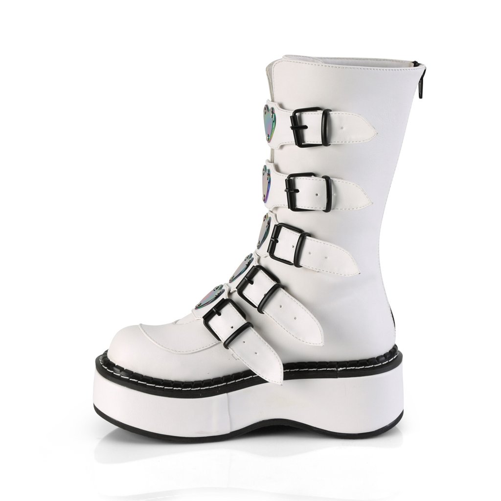 Bottes Hautes Demonia Emily-330 Platform Mid-Calf Cuir Vegan Blanche Femme | HMI-0102113