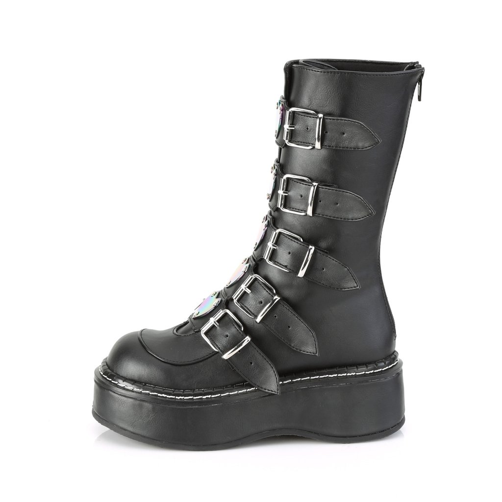 Bottes Hautes Demonia Emily-330 Platform Mid-Calf Cuir Vegan Noir Femme | XAX-8711428