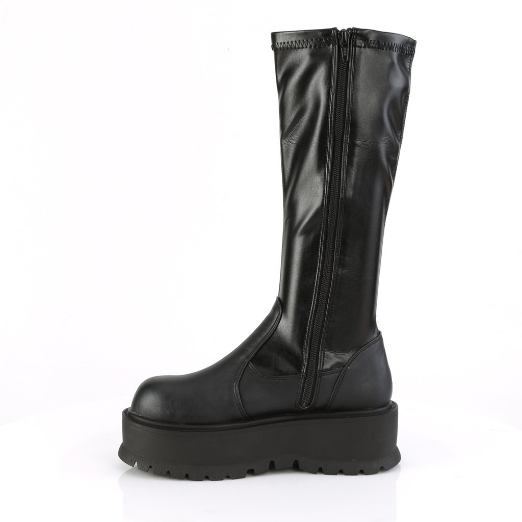 Bottes Hautes Demonia Slacker-200 Platform Cuir Vegan Noir Femme | WIM-0956923