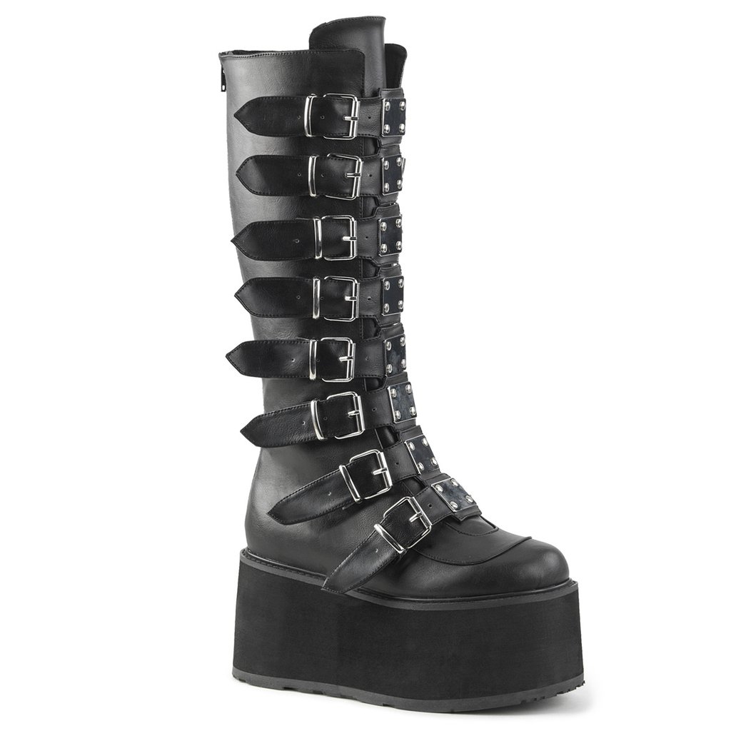 Bottes Hautes Demonia Damned-318 Platform Cuir Vegan Noir Femme | DUW-9543150