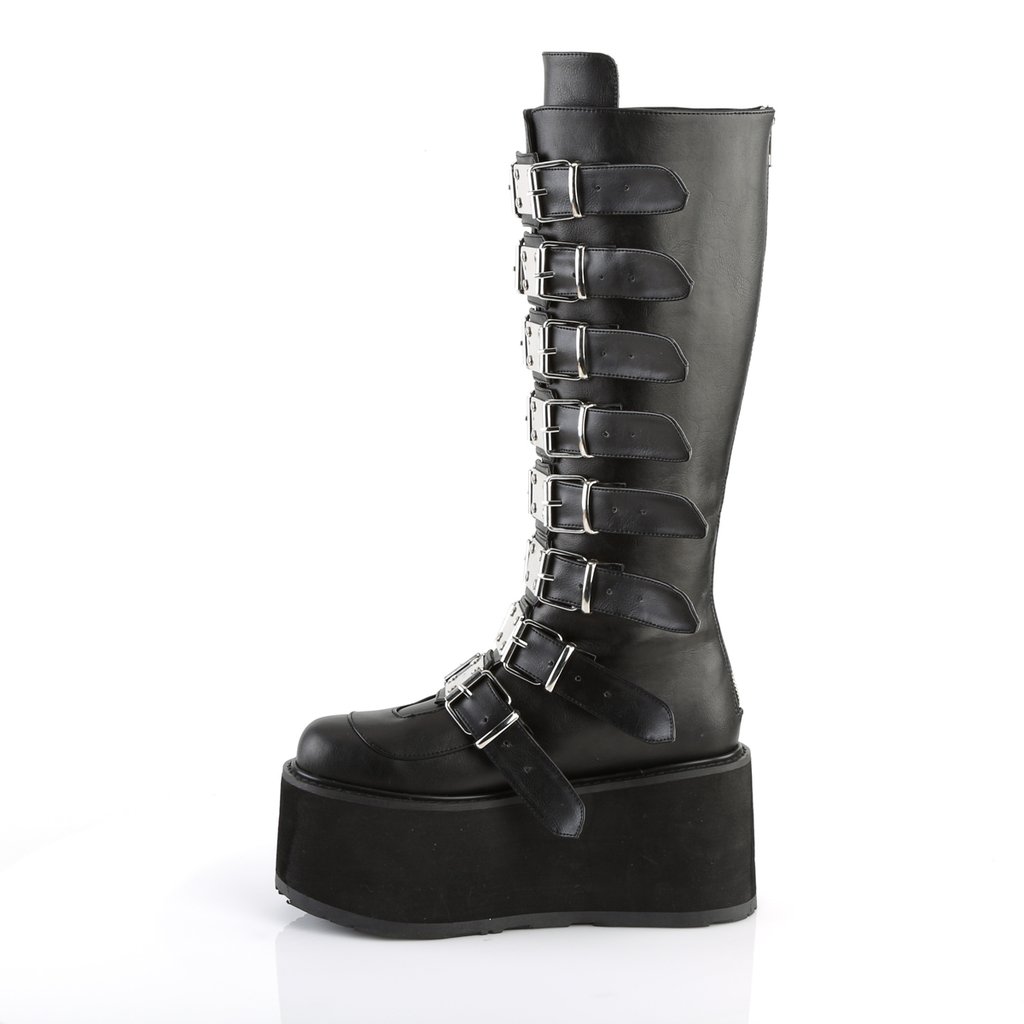 Bottes Hautes Demonia Damned-318 Platform Cuir Vegan Noir Femme | DUW-9543150