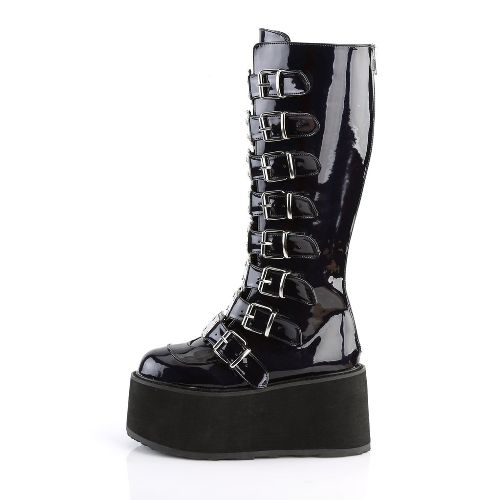 Bottes Hautes Demonia Damned-318 Platform Cuir Vegan Noir Femme | BPH-2190321