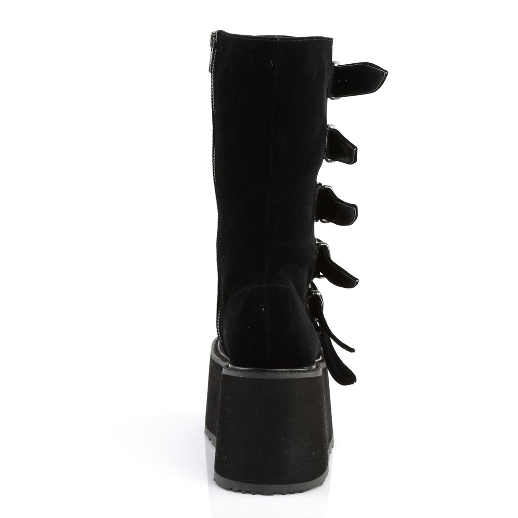 Bottes Hautes Demonia Damned-225 Platform Dentelle Up Mid-Calf Noir Femme | DDI-6763643