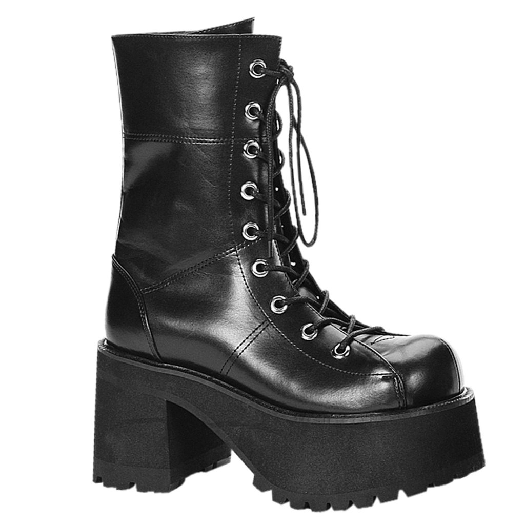 Bottes Hautes Demonia Ranger-301 Platform Goth Punk Cuir Vegan Noir Femme | TVU-2361224