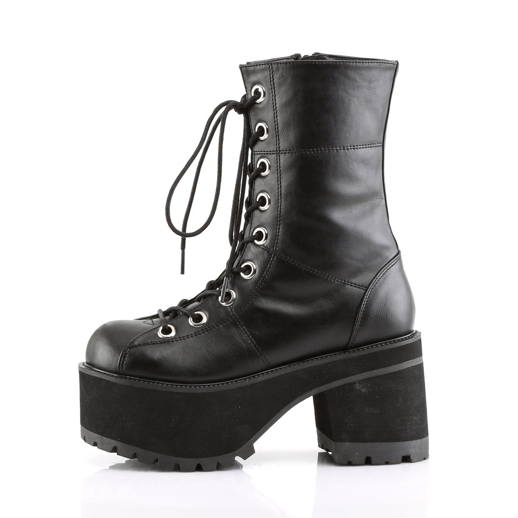 Bottes Hautes Demonia Ranger-301 Platform Goth Punk Cuir Vegan Noir Femme | TVU-2361224