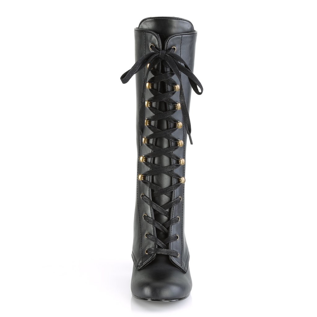 Bottes Hautes Demonia Vivika-205 Dentelle Up Mid-Calf Cuir Vegan Noir Femme | RRT-1320821