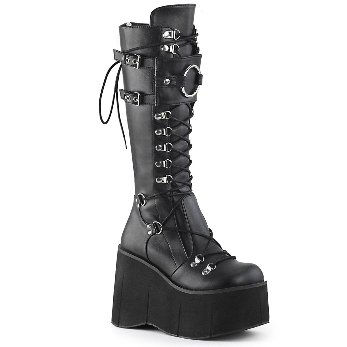 Bottes Hautes Demonia Kera-200 Platform Dentelle Up Cuir Vegan Noir Femme | UJM-2843671