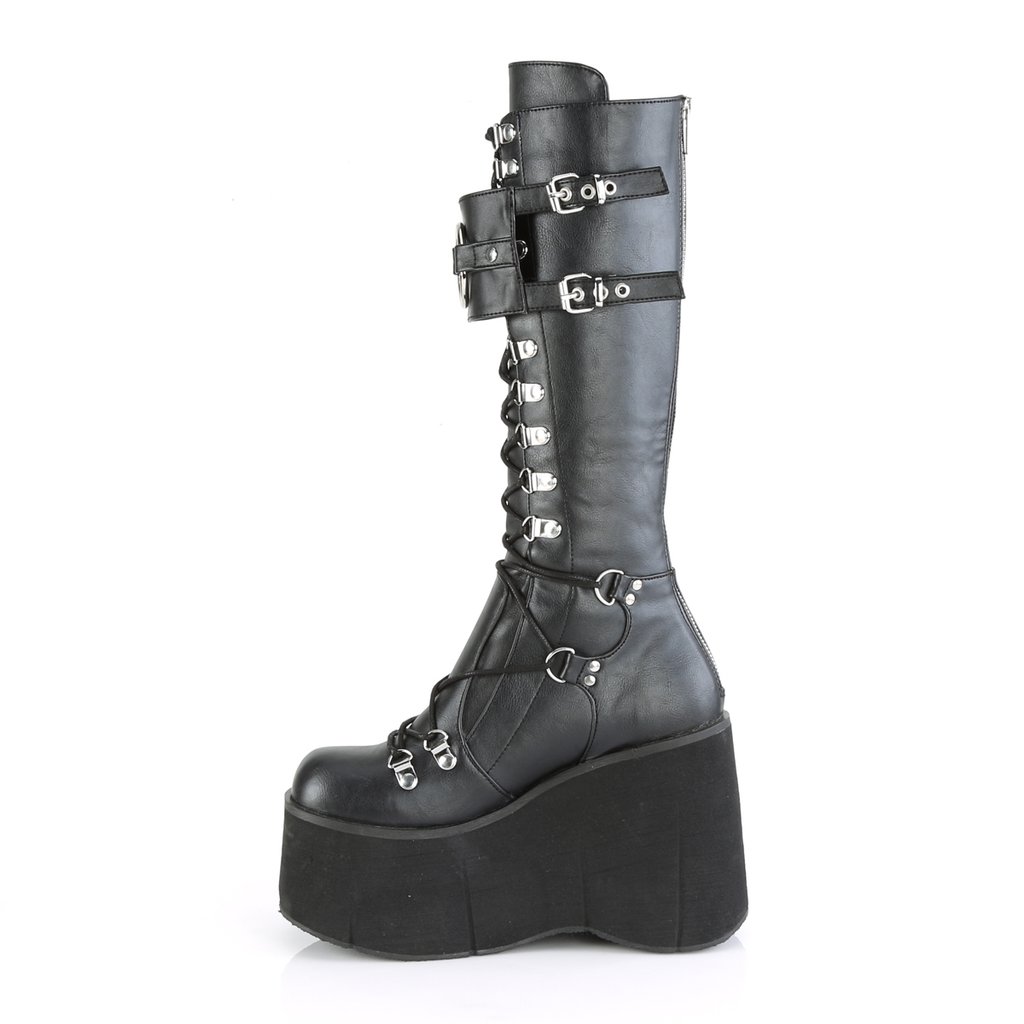 Bottes Hautes Demonia Kera-200 Platform Dentelle Up Cuir Vegan Noir Femme | UJM-2843671