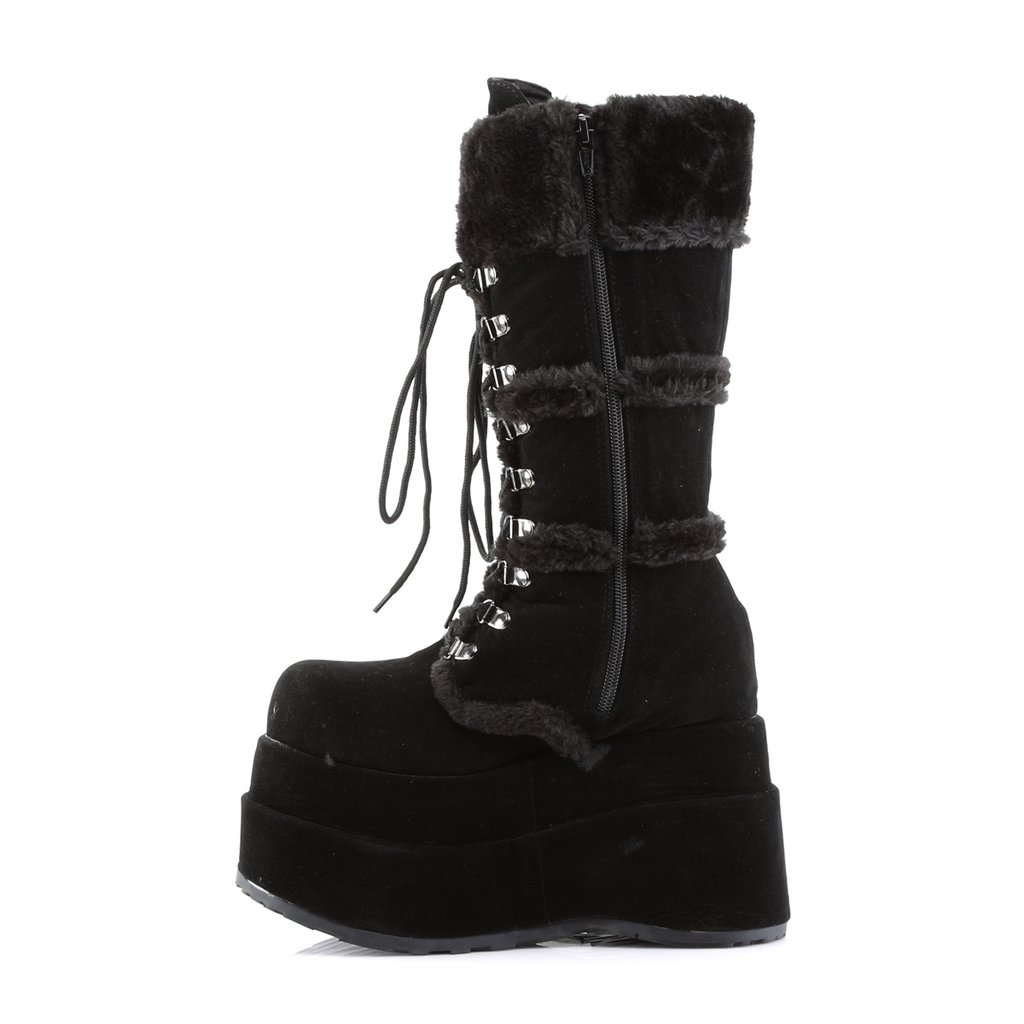 Bottes Hautes Demonia Bear-202 Platform Daim Vegan Noir Femme | PUL-9381180