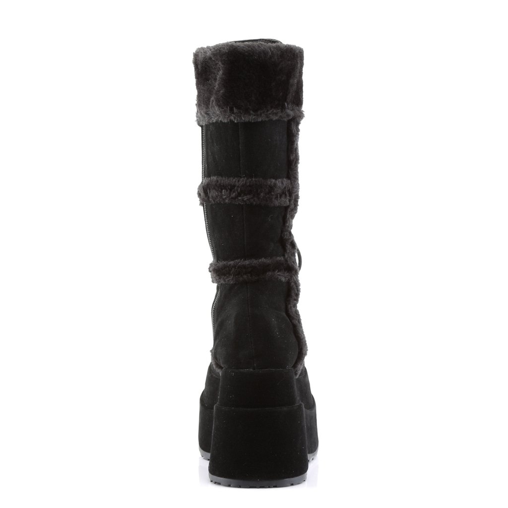 Bottes Hautes Demonia Bear-202 Platform Daim Vegan Noir Femme | PUL-9381180