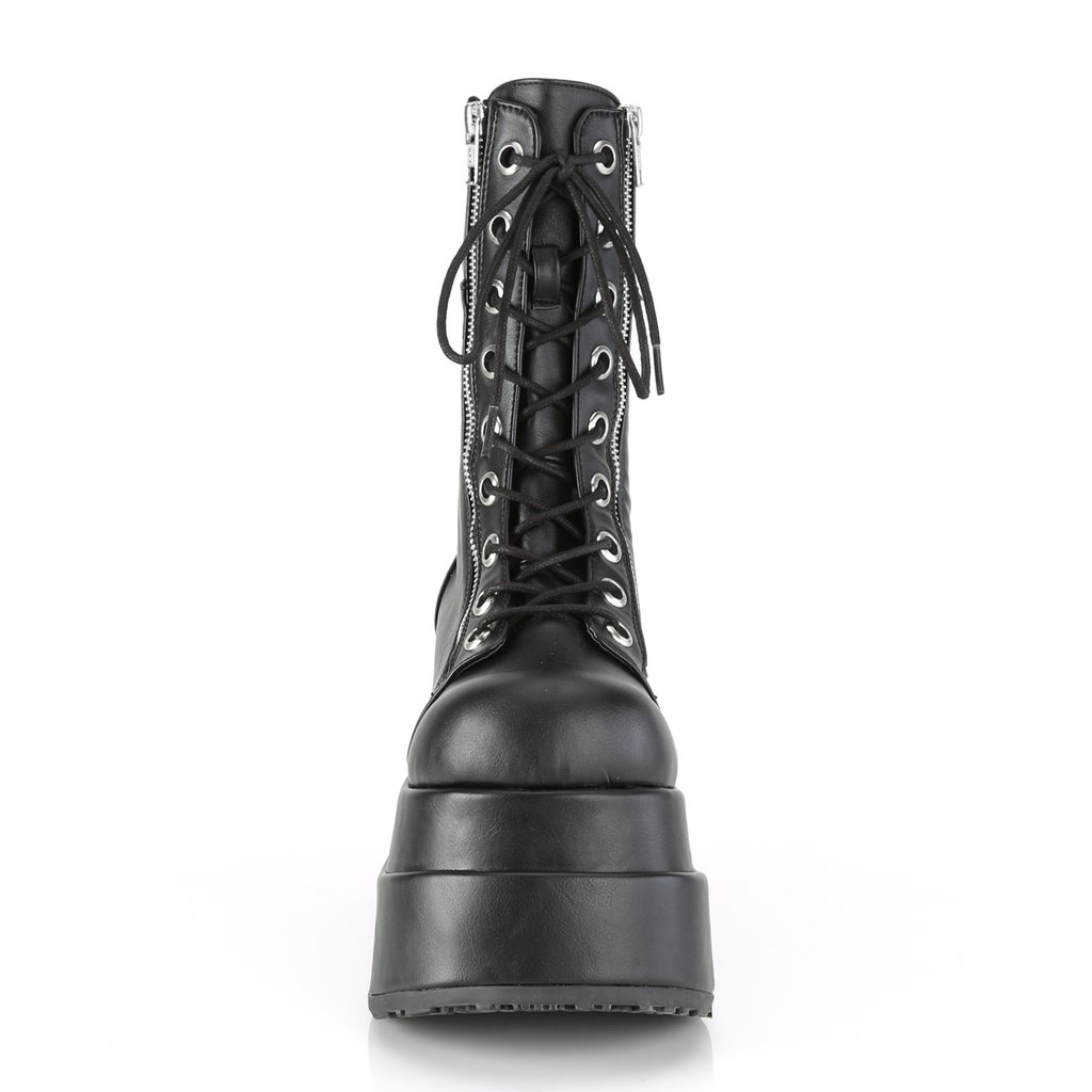 Bottes Hautes Demonia Bear-265 Platform Dentelle Up Mid-Calf Cuir Vegan Noir Femme | QNN-2711386