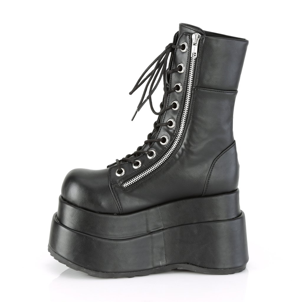 Bottes Hautes Demonia Bear-265 Platform Dentelle Up Mid-Calf Cuir Vegan Noir Femme | QNN-2711386