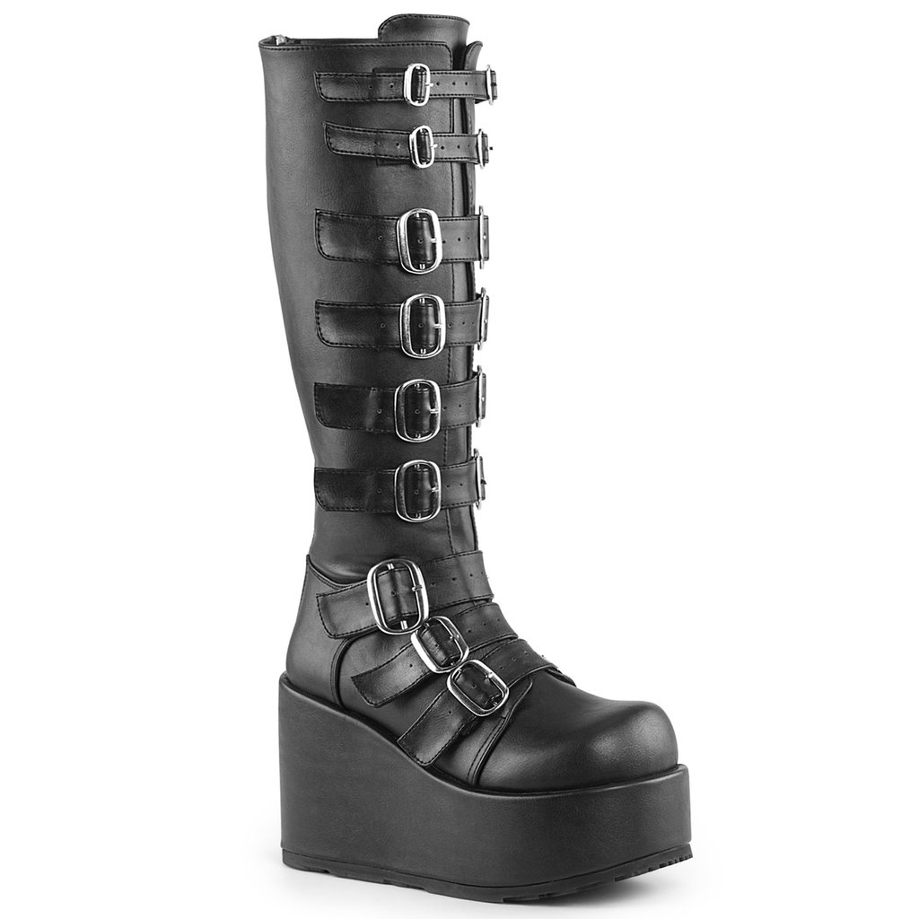 Bottes Hautes Demonia Concord-108 Platform Goth Punk Cuir Vegan Noir Femme | HZI-2319110