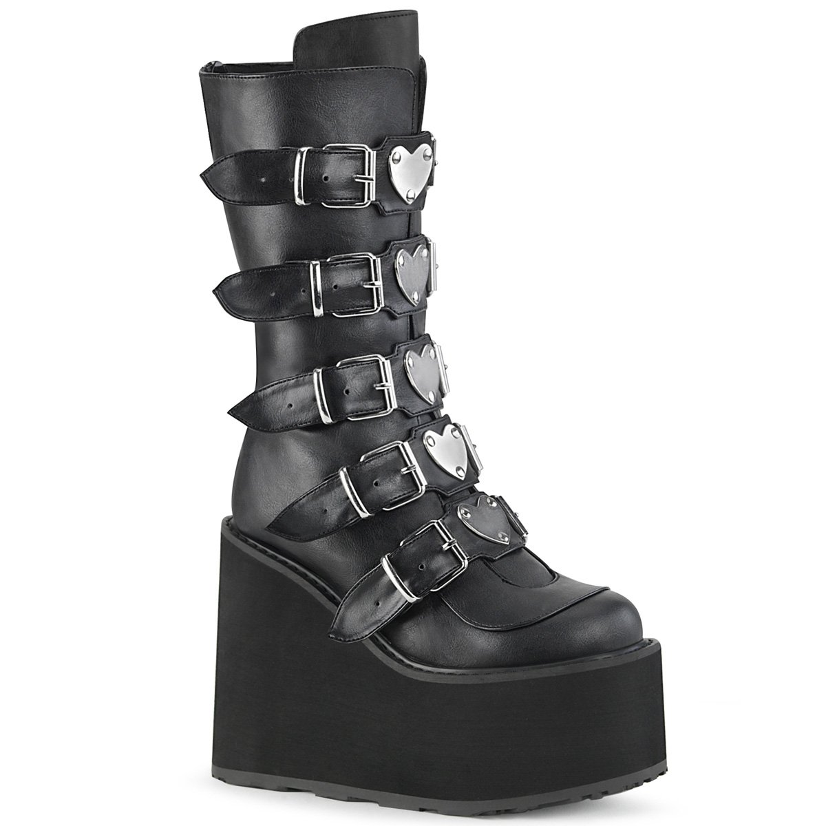 Bottes Hautes Demonia Swing-230 Platform Mid-Calf Cuir Vegan Noir Femme | HJW-5110315